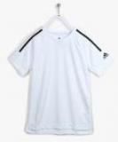 Adidas White Solid Round Neck T Shirt Boys