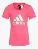 Adidas Yg Id Pink Sports Lifestyle Round Neck T Shirts Girls