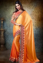 Admyrin Golden Printed Sarees Women