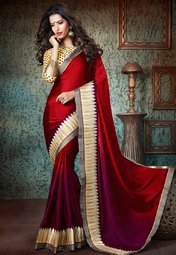 Admyrin Maroon Printed Sarees Women