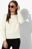 Aeropostale Cream Self Design Sweater Women