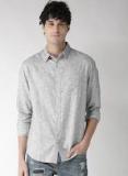 Aeropostale Grey Regular Fit Self Design Casual Shirt Men