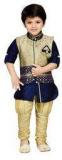 Aj Dezines Blue Kurta, Waistcoat And Breeches Set Boys