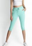 Ajile By Pantaloons Sea Green Solid Capris women