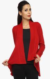 Akiva Red Solid Shrug Women