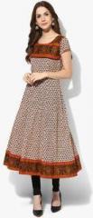 Aks Beige Printed Anarkali men