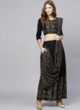 Aks Black & Golden Printed Palazzo Saree Women