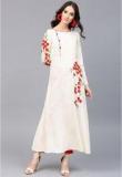 Aks Cream Embroidered Kurta women