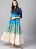 Aks Navy Blue & Green Ombre Dyed Anarkali Kurta women