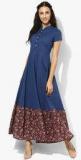 Aks Navy Blue Solid Maxi Dress Women