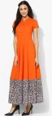 Aks Orange Printed Maxi Dress women