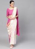 Aks Pink & White Shibori Dyed Palazzo Saree Women