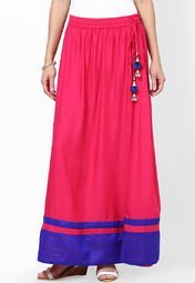 Aks Pink Solid Skirt Women