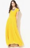 Aks Yellow coloured Solid Maxi Dress women