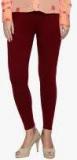 Albely Maroon Solid Leggings Women