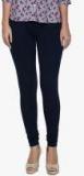 Albely Navy Blue Solid Leggings Women