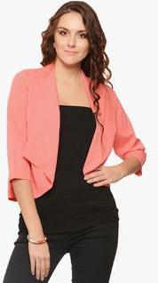 Albely Peach Solid Shrug women