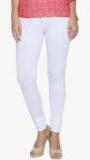 Albely White Solid Leggings Women