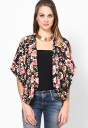 Alia Bhatt For Jabong Black Color Floral Printed Soft Shrugs Women