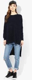 Alia Bhatt For Jabong High Low Hem Navy Wool Blend Sweater Diwali Special Women