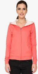 Alibi Peach Solid Hoodie Women