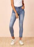 All About You Blue Skinny Fit Mid Rise Mildly Distressed Stretchable Jeans Women