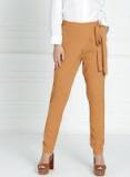 All About You Brown Tapered Fit Solid Cigarette Trouser Women