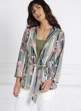 All About You Green & Pink Printed Tie Up Shrug Women