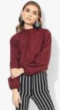 All About You Maroon Solid Top Women