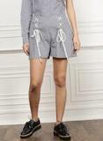 All About You Navy Blue Checked Regular Fit Regular Shorts Women