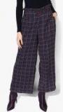 All About You Navy Blue Regular Fit Checked Culottes Women