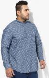 All Blue Printed Regular Fit Kurta men