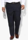 All Blue Solid Regular Fit Formal Trousers Men