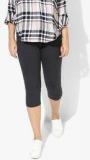 All Dark Grey Self Pattern Capri Women