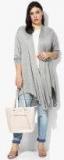 All Grey Melange Self Design Shrug Women