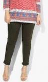 All Olive Solid Regular Fit Chinos Women