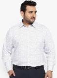 All White Printed Regular Fit Formal Shirt Men