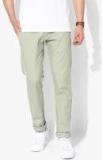 Allen Solly Green Solid Slim Fit Chinos Men