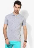 Allen Solly Grey Printed Polo Collar T Shirt Men