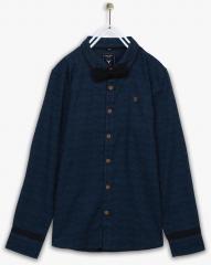 Allen Solly Junior Blue Printed Slim Fit Party Shirt boys