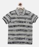 Allen Solly Junior Grey Striped Polo Collar T Shirt Boys