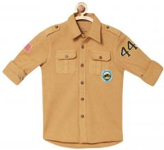 Allen Solly Junior Khaki Regular Fit Solid Casual Shirt boys