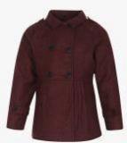 Allen Solly Junior Maroon Checked Winter Jacket Girls