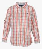 Allen Solly Junior Red Regular Fit Casual Shirt boys