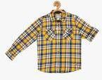 Allen Solly Junior Yellow Regular Fit Checked Casual Shirt Boys