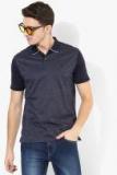 Allen Solly Navy Blue Self Design Regular Fit Polo T Shirt Men