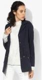 Allen Solly Navy Blue Solid Winter Jacket Women