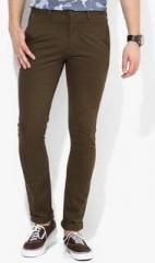 Allen Solly Olive Solid Slim Fit Chinos men