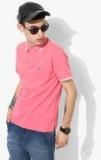 Allen Solly Pink Solid Regular Fit Polo T Shirt Men