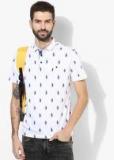 Allen Solly White Printed Regular Fit Polo T shirt men